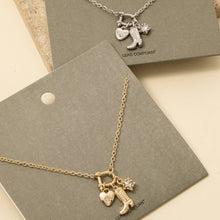 Western Cowboy Boot And Heart Charms Chain Necklace - Gold