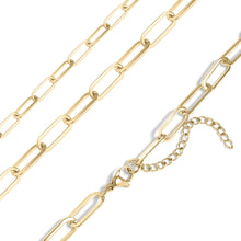 18K Gold Paperclip Chain Necklace Charm Bar - 14+02" / 2.5mm