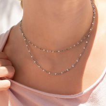 18K Gold PVD Stainless Steel White Confetti Chain Necklace Charm Bar: Stainless Steel Silver / 16+2"