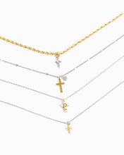 Two Tone Rope Chain Cross Necklace