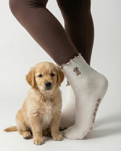 Golden Retriever Ruffle Pilates Socks Brown Paw Shaped Grips