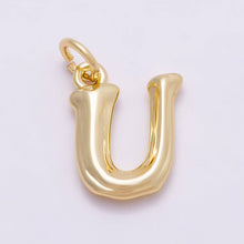16K Gold Filled 14mm Minimalist Molten Alphabet Initial Letter Charm Bar | Charms-00908 ~ Charms-00933: Letters Set