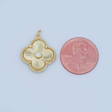 24K Gold Filled 20mm CZ Clover Charm Bar