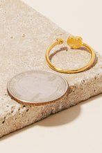 Gold Dipped Gold Dipped Gemstone Heart And Cz Stud Open Band Ring - Gold