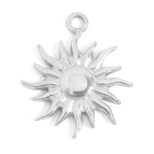 18K Gold Stainless Steel Mystic Sun Charm Bar - Stainless Steel Silver