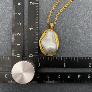 Baroque Pearl 18K Gold Plated SS Twist Chain Necklace