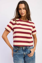Fairway Stripe Boyfriend Tee - Wine Multi