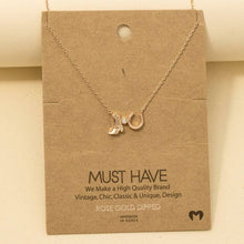 Western Cowboy Boots Horse Shoe Charm Necklace - Rose Gold