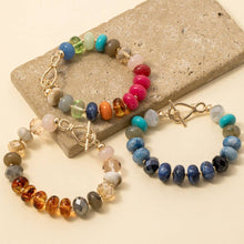 Mixed Faceted And Marble Resin Disc Beaded Toggle Bracelet