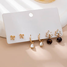 Trio Gold-Tone Floral & Drop Earring Set