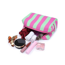 Essential Stripe Cosmetic & Travel Organizer Pouch: Pink Brown