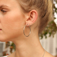 18K Gold PVD Stainless Steel Round Tube Hoop Earrings - Gold / 40mm