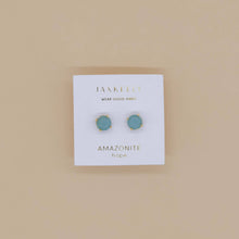 Round - Amazonite Gemstone - Gold Earrings