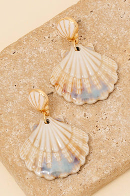 Double Clam Shell Dangle Earrings