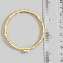 Stainless Steel Ribbed Stone Bangle Bracelet - Ivory