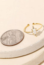 Gold Dipped Opal Star Adjustable Fashion Ring - Gold
