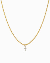 Two Tone Rope Chain Cross Necklace