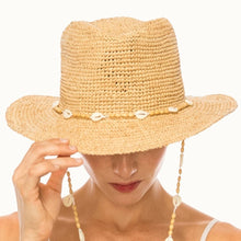 Raffia Straw Crochet Sun Hat with Shell Chin Cord