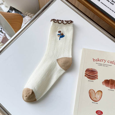 Floral Print Crew Socks