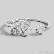 Cz Butterfly Flower Open Band Ring: Gold