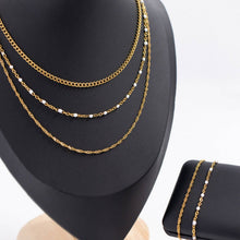 18K Gold PVD Stainless Steel White Confetti Chain Necklace Charm Bar: Stainless Steel Silver / 16+2"