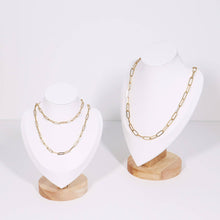 18K Gold Paperclip Chain Necklace Charm Bar - 14+02" / 4mm