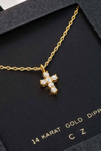 Secret Box Cz Mini Cross Charm Necklace - Gold