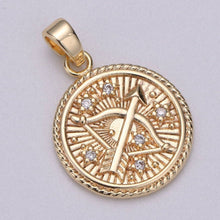 18K Gold Filled Zodiac Horoscope Sign Constellation Medallion Pendant Charm Textured Coin Decorative Edge for Necklace Jewelry Making | A-A1761-A-A1766: Cancer
