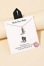 Gold Dipped Western Cowboy Boots Pendant Necklace - Silver