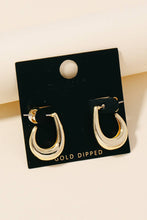 Curved Oval Cutout Hoop Earrings - Gold