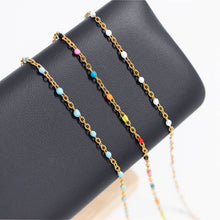 18K Gold PVD Stainless Steel White Confetti Chain Necklace: Stainless / 18+2"