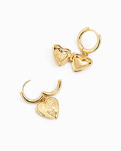 Intricate Western Detail Heart Locket Drop Earrings - Gold