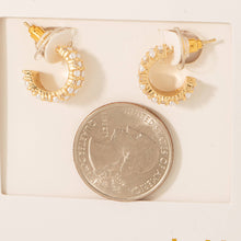 Gold Dipped Dz And Pearl Pave Hoop Earrings - Gold