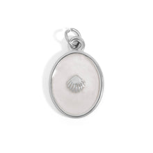 18K Gold PVD Stainless Steel White Enamel Charm Bar with Shell: Stainless Steel Silver