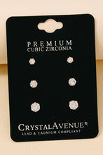 3Pc Small Cubic Zirconia Circle Stud Earrings Set - Gold