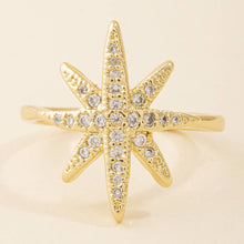 Pave Cz Starburst Adjustable Ring: Silver