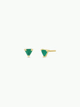 Mini Energy Gem - Green Onyx - Gold Earrings