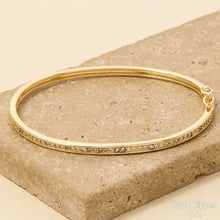 Gold Dipped Cz Pave Hinge Bangle Bracelet - Silver