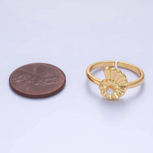 24K Gold Filled Clam Shell Pearl Adjustable Ring in Gold