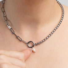 18K Gold PVD Stainless Steel Freshwater Pearl Charm: Bar Stainless Steel Silver