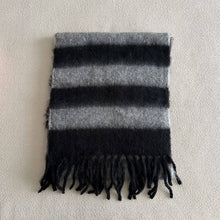 Blue-Brown Stripe Scarf - Thick Winter Wrap