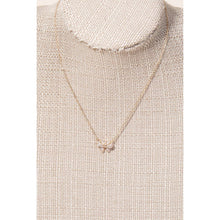 Pave Bow Ribbon Charm Necklace - Silver