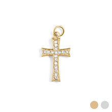 18K Gold PVD Stainless Steel Stone Cross Charm Bar - Stainless Steel Silver