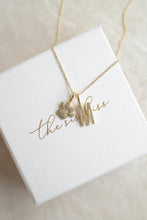 Skinny Cable Charm Bar Necklace 16" - Gold