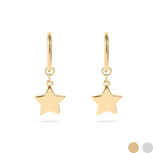 18K Gold PVD Stainless Steel Star Huggie Earring - Stainless