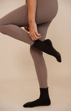 Solid Espresso Brown Monochromatic Ruffle Pilates Grip Socks: One size