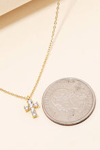 Rhinestone Cross Charm Chain Necklace - Gold