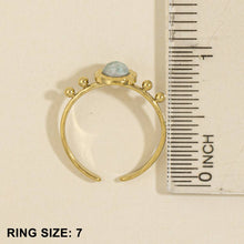 Oval Stone Beaded Accent Band Ring