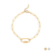 18K Gold PVD Stainless Steel Paperclip Carabiner Bracelet: Gold for Charm Bar