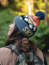 Ski Club Beanie Winter Knit Hat with Pom Pom for Skiing and Snow Sports